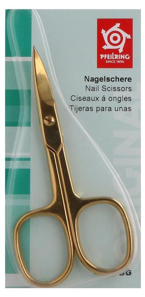 Pfeilring Nagelschere 9 cm vergoldet gebogen Produktbild 