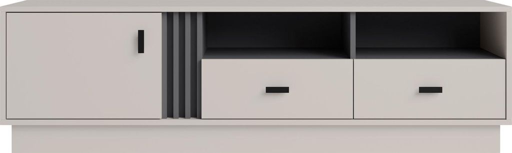 Masseno TV-Schrank PUNTO 155 cm Fernsehschrank mit 2 Schubladen und 1 Türen TV-Lowboard für Wohnzimmer Modern 155x48x45 cm Kaschmir / Kaschmir