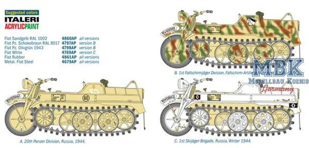 Maquette à Monter Kettenkrad NSU HK 101 Italeri 1:9 pour Diorama