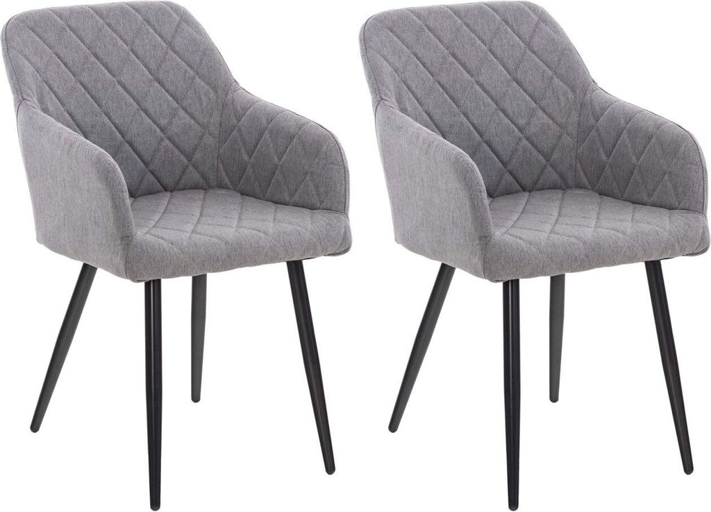 2er Set Esszimmerstuhl Shila Stoff grau Produktbild 