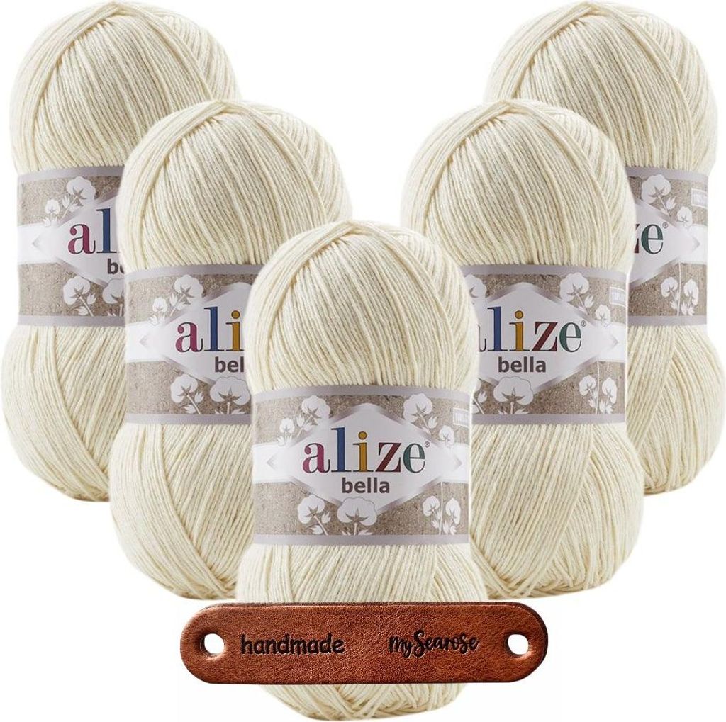 5 x ALIZE Bella 100 1 Cream mit Label