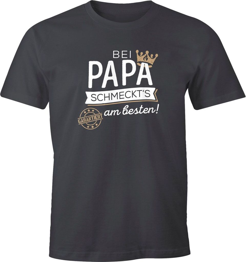 Herren T-Shirt Kochen Bei Papa schmeckts am besten Spruch Geschenke Vatertag Geburtstag Moonworks anthrazit 5XL