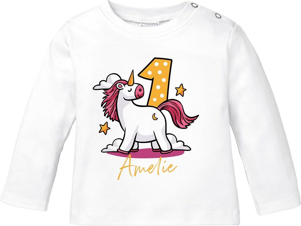 Langarmshirt mit Namen Zahl Geburtstagsshirt Geschenk 1. Produktbild 