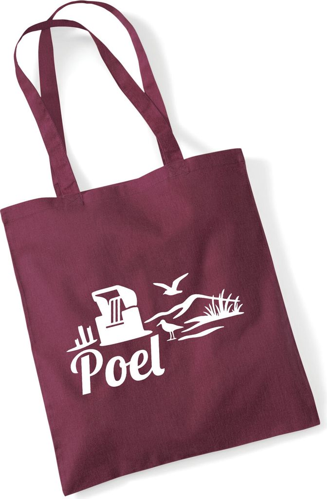 Huuraa Jutebeutel Poel Strandmotiv 10 Liter Burgundy Baumwolle Tasche Geschenkidee