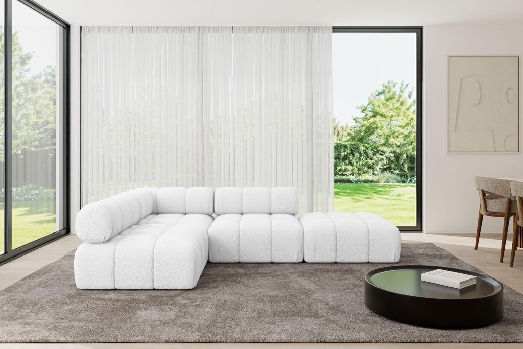 ALTDECOR Modulares Sofa Ecksofa in L-Form - Favio-L1 - 285x190x70 cm Weiß universal, links/rechts Corner modular Sofa Eckcouch Couch Wohnlandschaf...