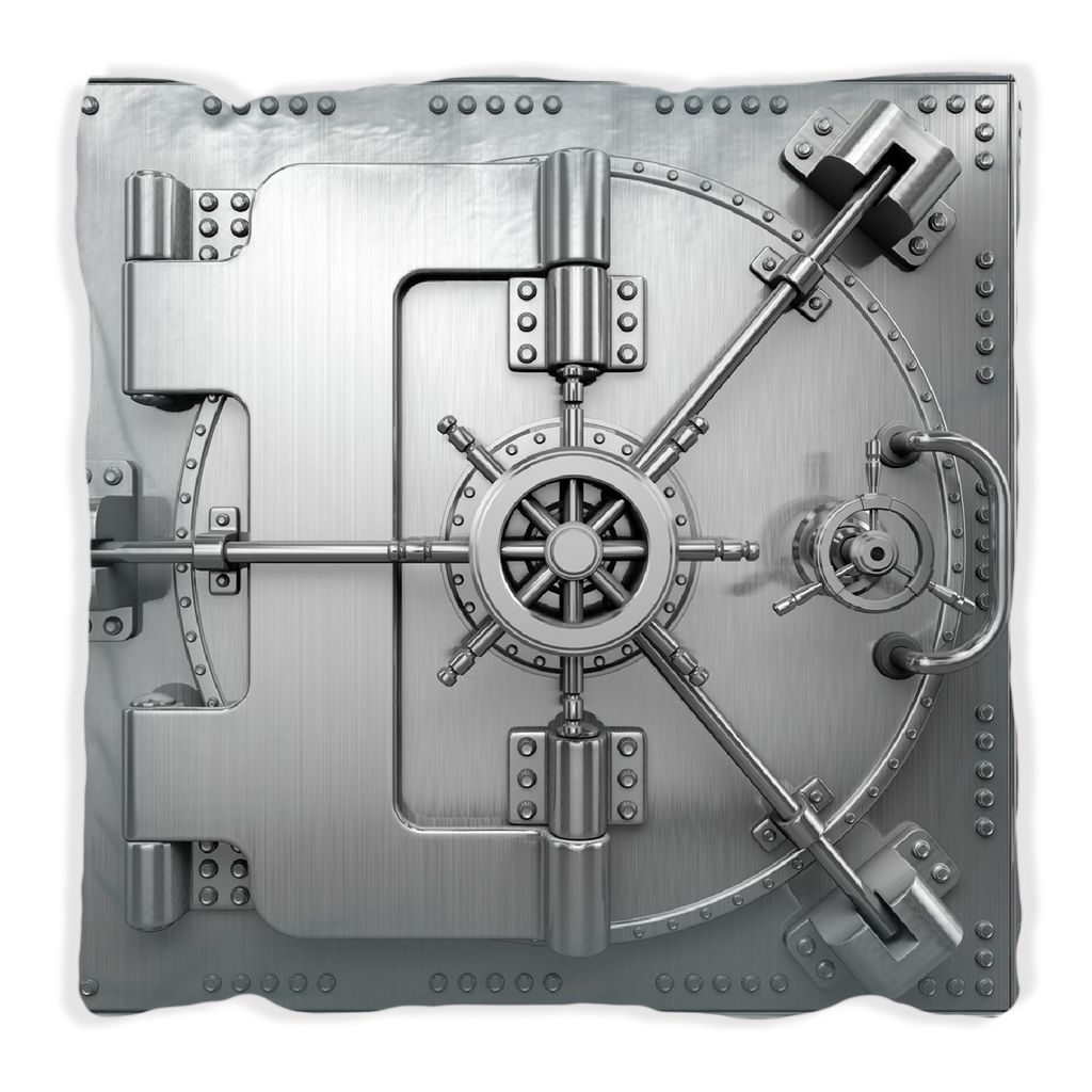 Wallario Premium Kissen, weiche Oberfläche, mit Motiv Tresortür mit Öffnungsmechanismus, Größe: 40 x 40 cm, mit weißer Rückseite