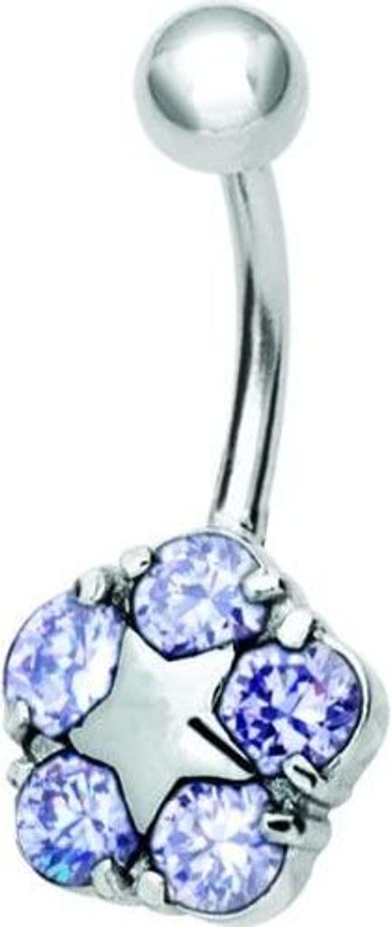 Bauchnabel Stahl Piercing Prong Set Zirkonia Steine - Stern-Blume BBZX-08 Lavender