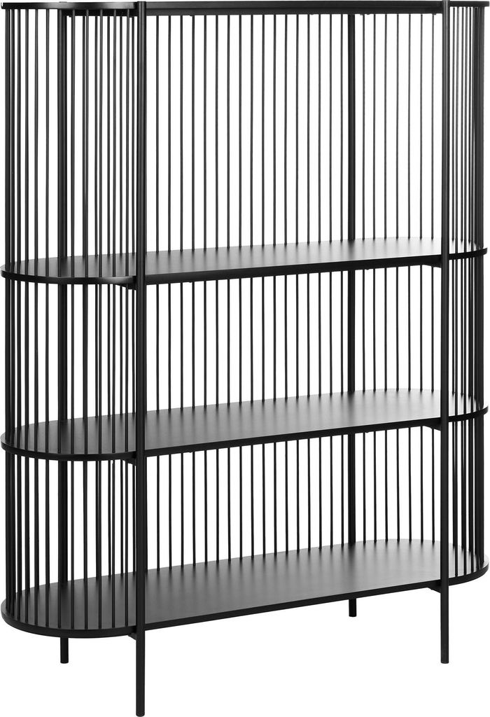 BELIANI Sideboard Schwarz MDF-Platte 151 cm Hoch Schmal Oval mit 3 Fächern Gitter-Optik Metallgestell Retro-Design Schlafzimmer Wohnzimmer Schrank