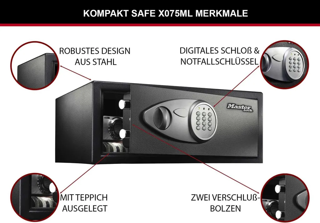 Coffre MasterLock X075ML à Code et Clé - Capacité 22L - Acier Robuste - 5