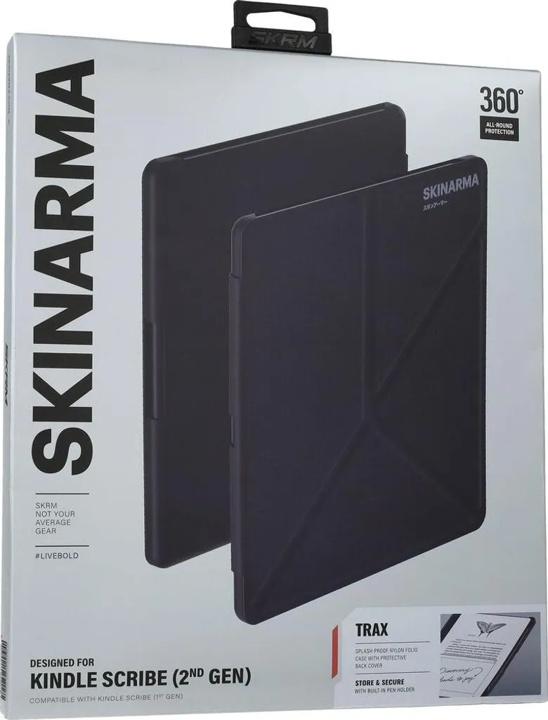 Housse Skinarma Trax Noir avec Rabat pour Amazon Kindle Scribe 2