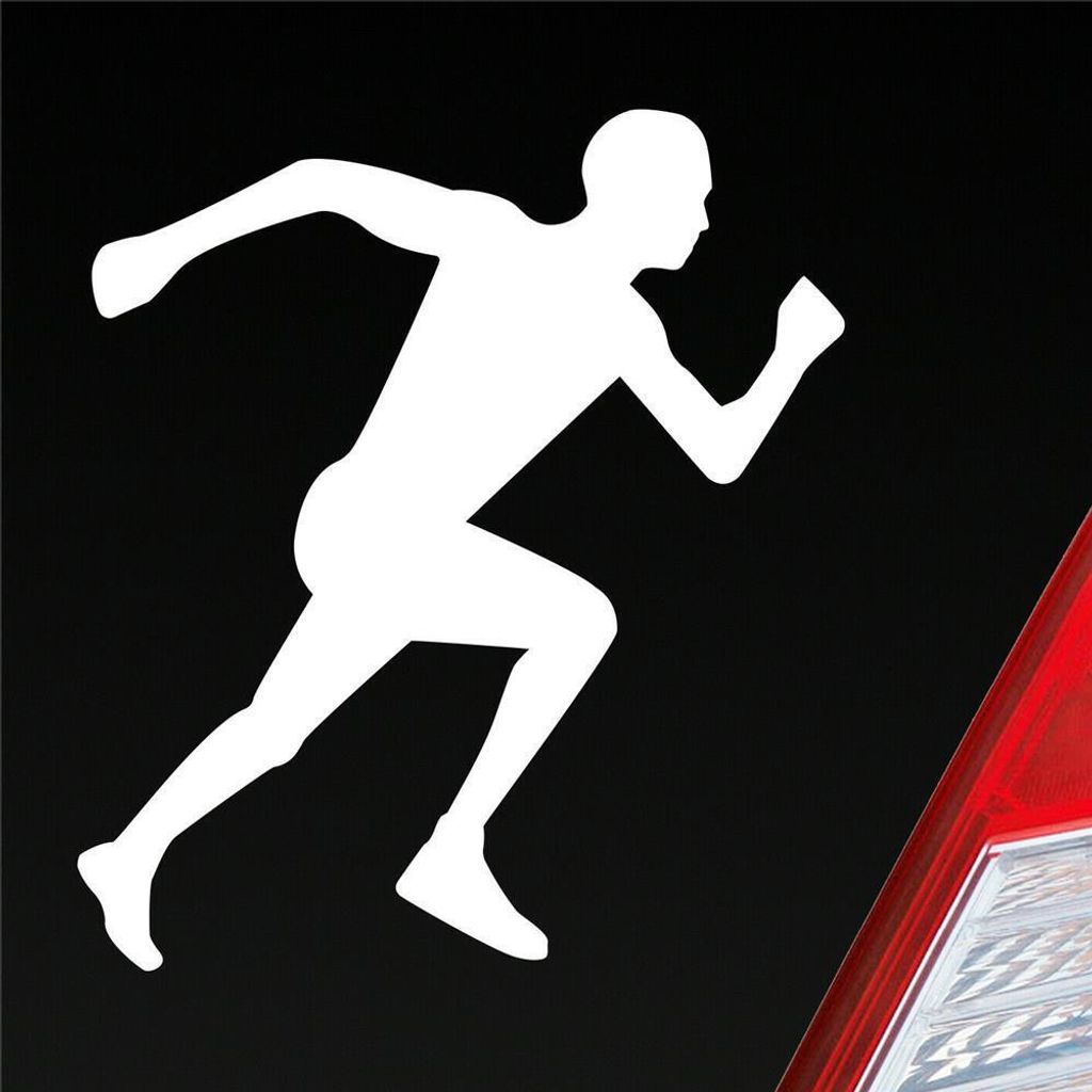 Auto Aufkleber Läufer Marathon Sprinten Jogger Run Laufen 10x9 cm Weiss Matt Sticker Heckscheibenaufkleber