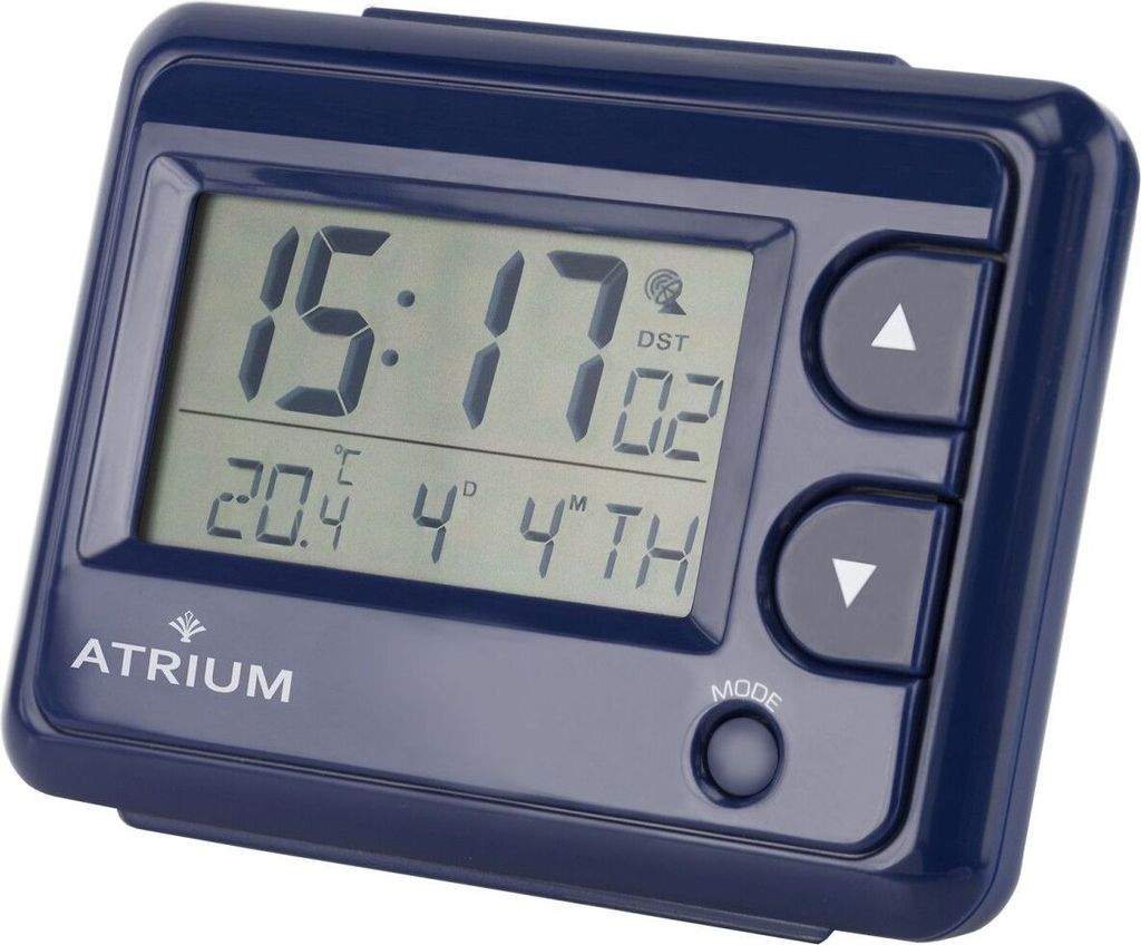 ATRIUM Wecker Digital Quarz Funkwecker A720-5 Licht Innentemperatur blau