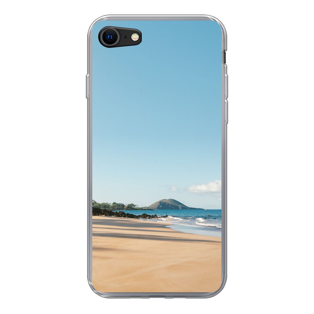 MuchoWow Handyhülle Schutzhülle Hülle für iPhone 8 Strand - Sommer - Palmen Silikon Softcase Handy Hülle - Schutzhaube