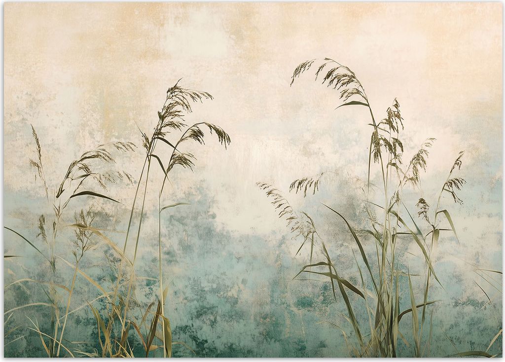 Vlies fototapete Gräser und Pflanzen 150x105 cm Feeby Grün inkl. Kleber einfache Montage