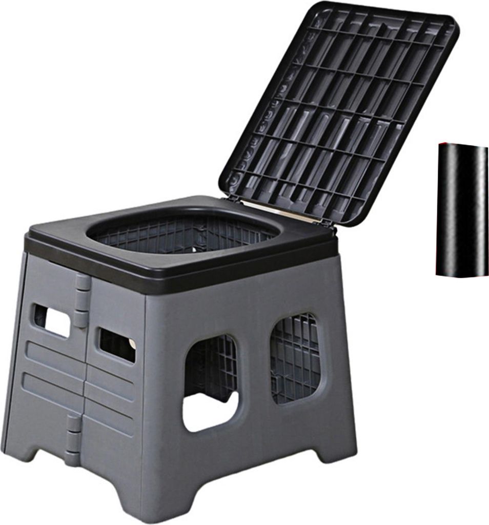 Tragbare Toilette für Camping im Freien mit Tasche, Mehrzweck-Klapptoilette mit Deckel, Kinder- und Erwachsene-Auto-Nottoilette, zusammenklappbare...