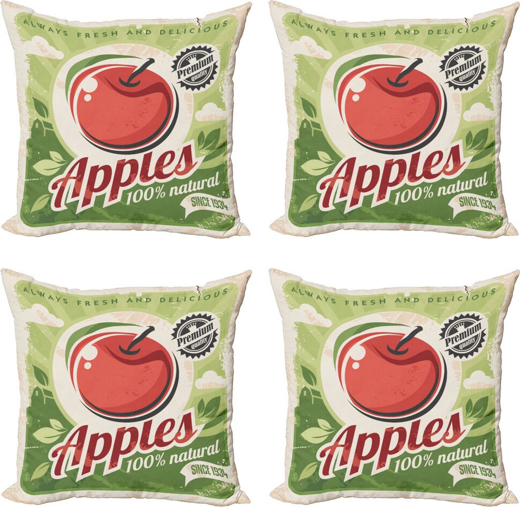 ABAKUHAUS Obst Kissenbezug Set (4 Stück), Grunge Zerrissen Werbung, Moderner Doppelseitiger Digitaldruck, 45 cm x 45 cm, Mehrfarbig