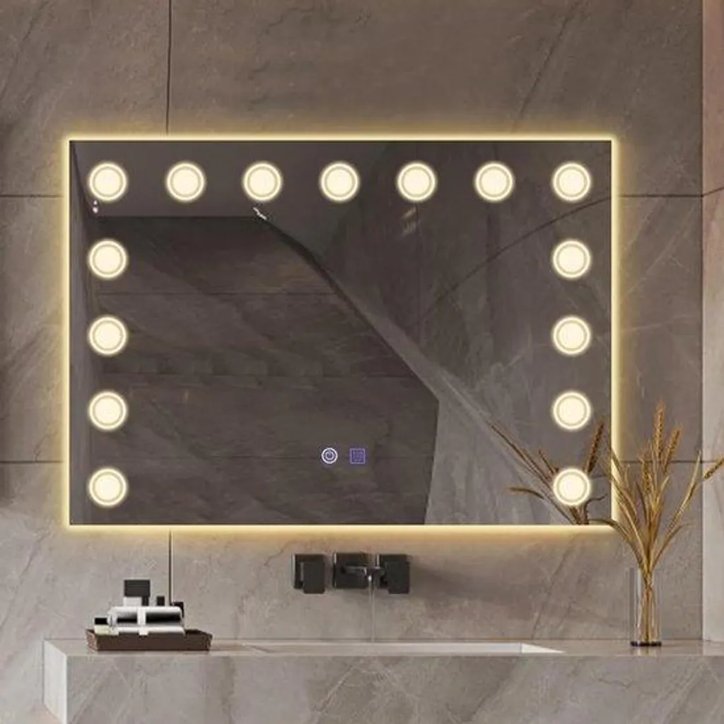 Miroir salle de bain LED 500x700 mm avec support anti-glissement Hollywood