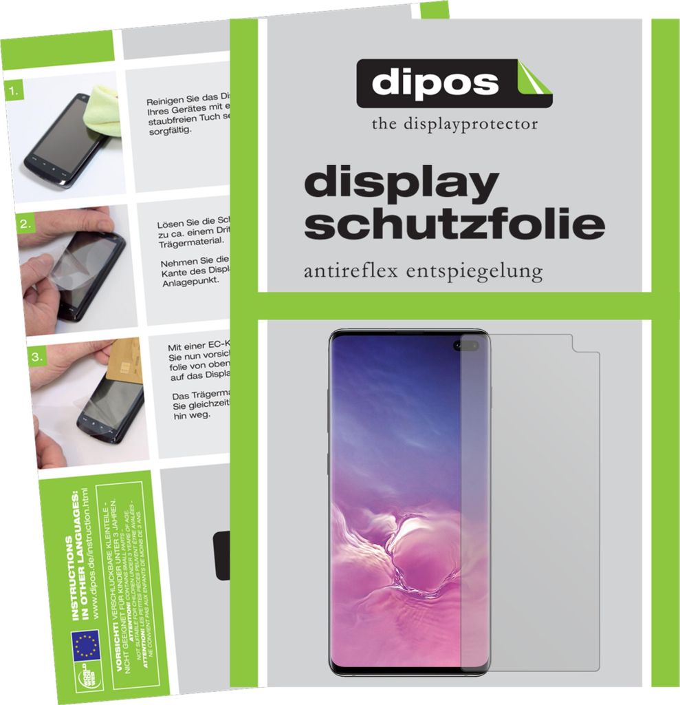2x Schutzfolie für Samsung Galaxy S10 Plus matt Displayschutzfolie Folie Display Schutz dipos