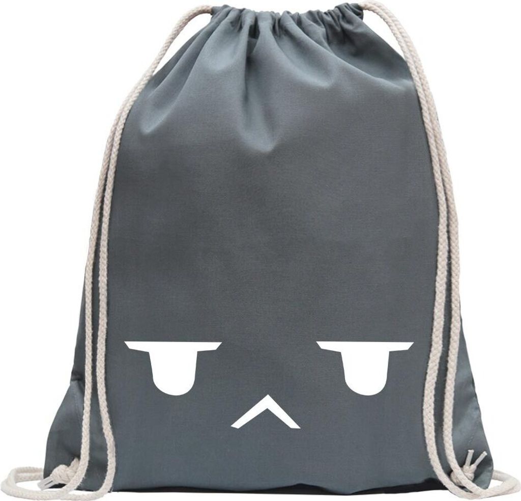 Kiwistar - Turnbeutel - stahlgrau - Genervtes Gesicht - Fun Rucksack Sport Beutel Gymsack Baumwolle mit Ziehgurt