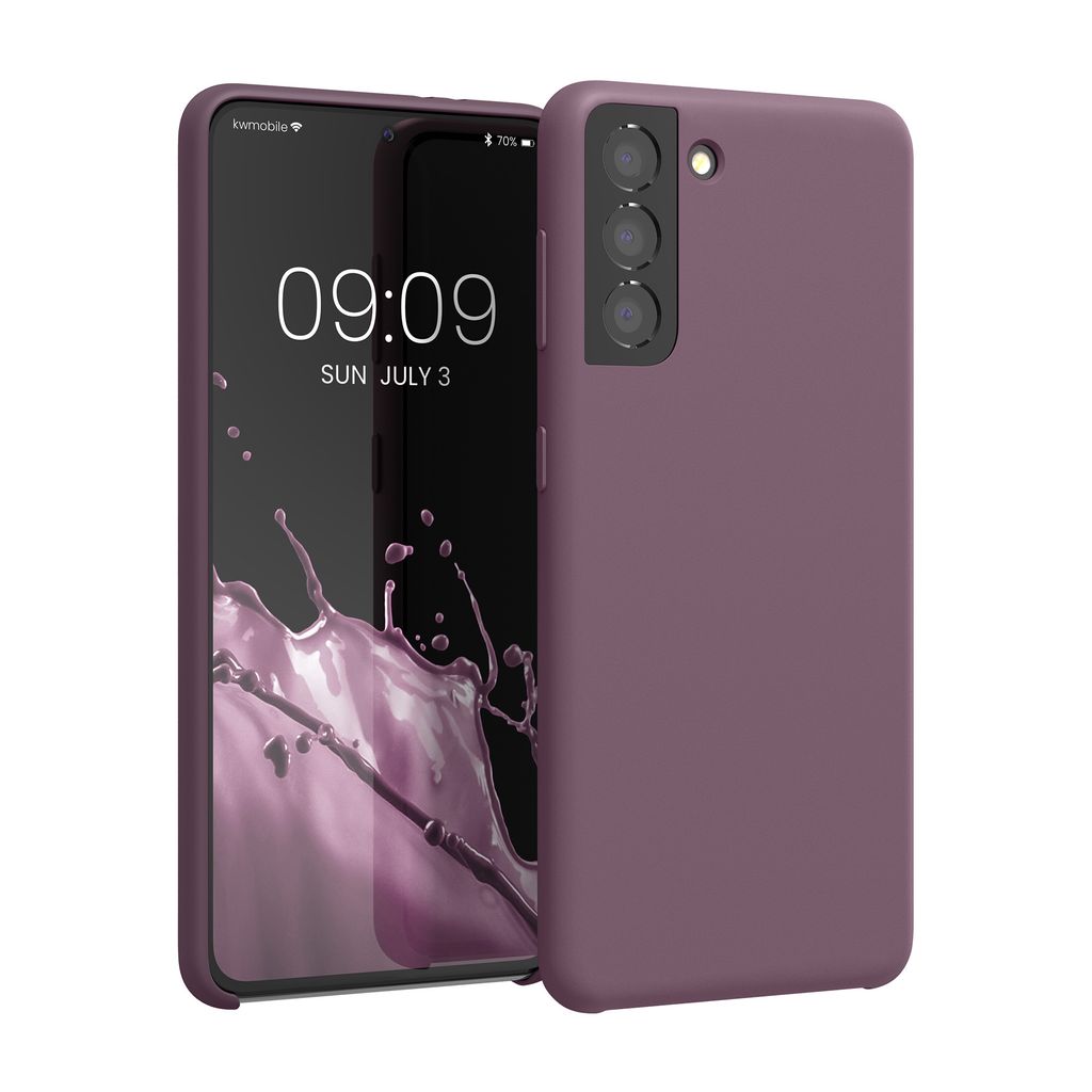 kwmobile Hülle kompatibel mit Samsung Galaxy S21 Hülle - Silikon Handy Case - Handyhülle weiche Oberfläche - kabelloses Laden - Grape