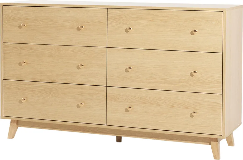 Commode SucceBuy en bois avec 6 tiroirs spacieux et glissières fluides