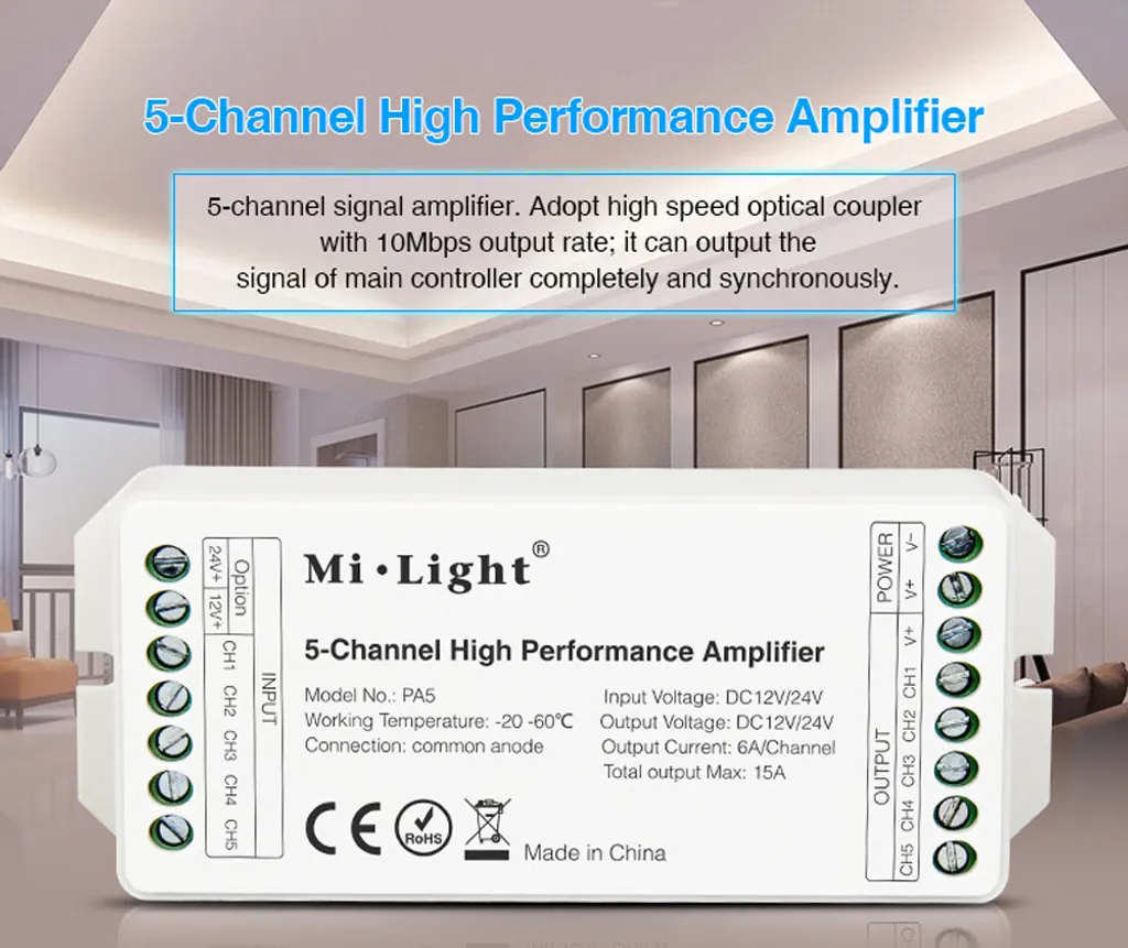 Ripetitore Segnale LED MiBoxer PA5 12V-24V 15A PWM | Prezzo Professionale