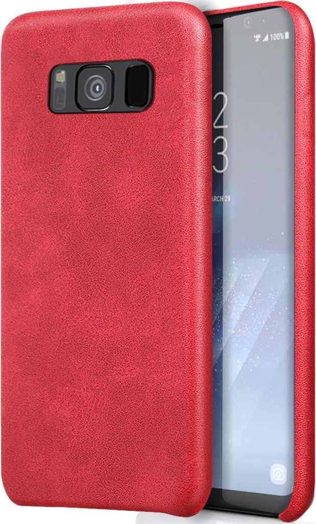 Conie Schutzhülle für Samsung Galaxy S8 Tasche klar Case Cover Bumper Silikon Hülle Kunstleder in Rot