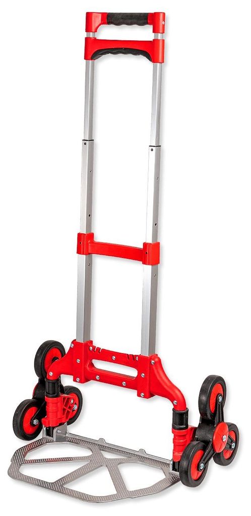 WALTER Stufen- & Treppentransportkarre - Leicht (3,90 kg), klappbar, mit 2 x 3 Sternrädern aus Kunststoff, inkl. Spanngummi, Ladekapazität 70kg, ...