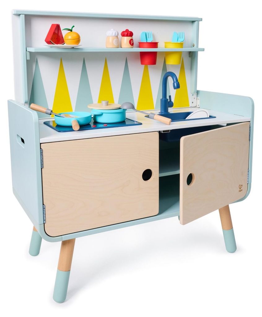 Hape Kinderküche Holz Spielküche mit Stauraum 2-in-1