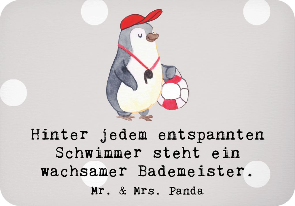 Mr. & Mrs. Panda Kühlschrankmagnet Bademeister schützend - Grau Pastell - Geschenk, Fürsorge, haftmagnet, Wachsamkeit, rechteckmagnet, Berufspro...