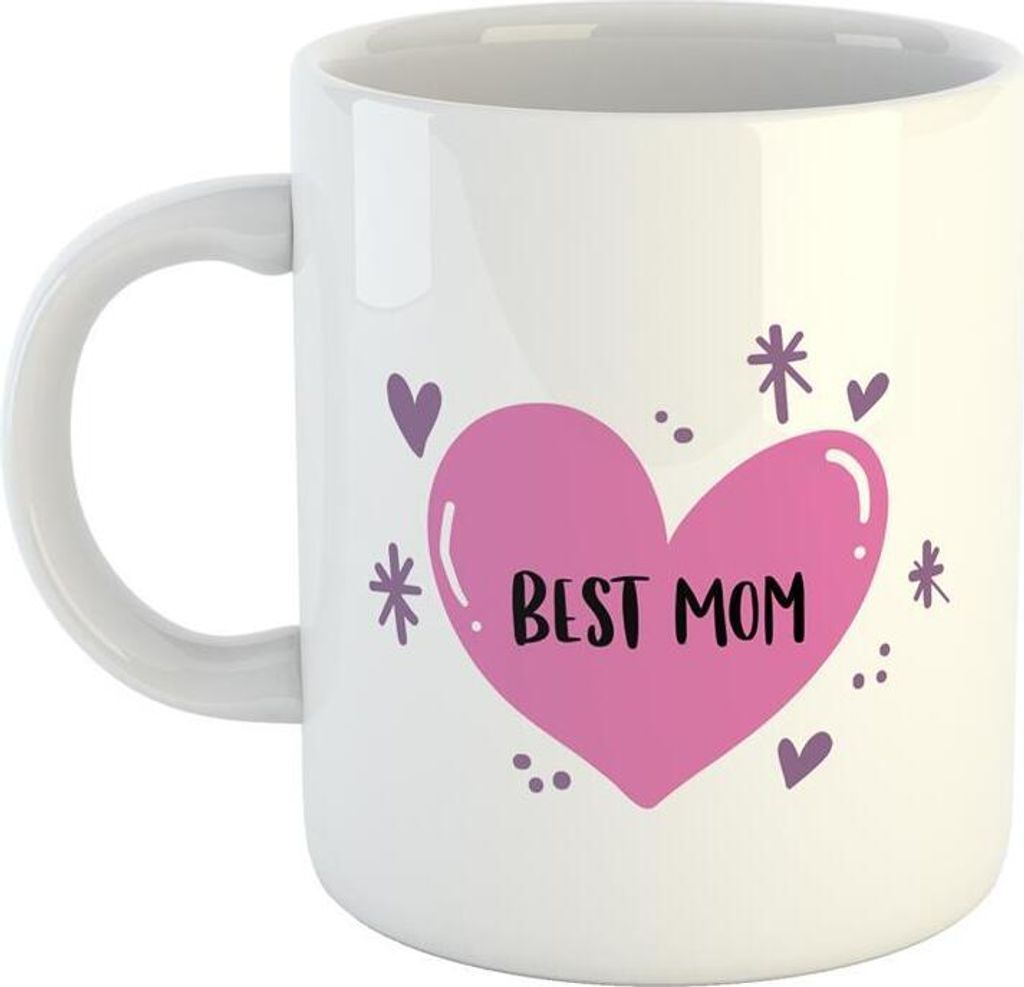 Huuraa Kaffeetasse Best mom Herz Liebe Mama Mutter Geschenk Tasse Weiß 330ml Best mom Herz Liebe Mama Mutter Präsent