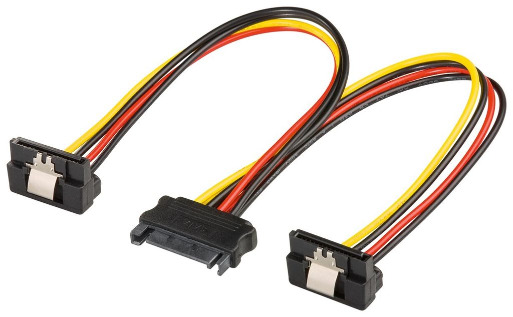 Goobay 35115 Internes PC-Stromkabel, 0.2 m - SATA-Kupplung > 2x SATA-Stecker 90°