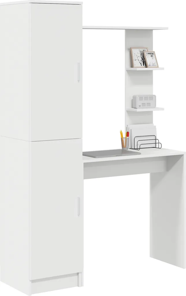 Bureau 2 pcs Blanc Robuste et Compact - Idéal pour Optimiser l'Espace - 3