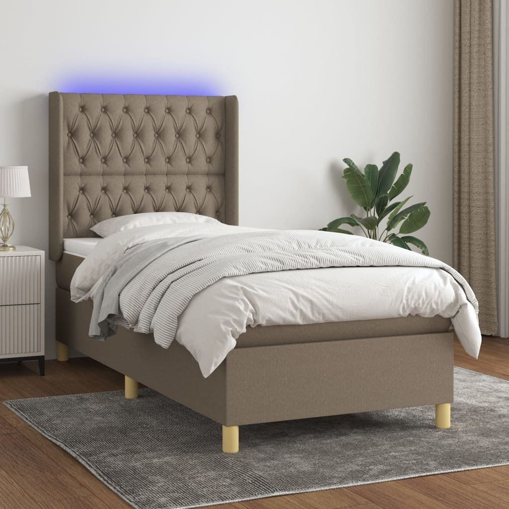 Maison Exclusive - Boxspringbett mit Matratze & LED Taupe 80x200 cm Stoff