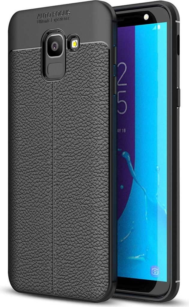 NALIA Hülle Leder Look Handyhülle für Samsung Galaxy J6 2018, Slim Silikon Case
