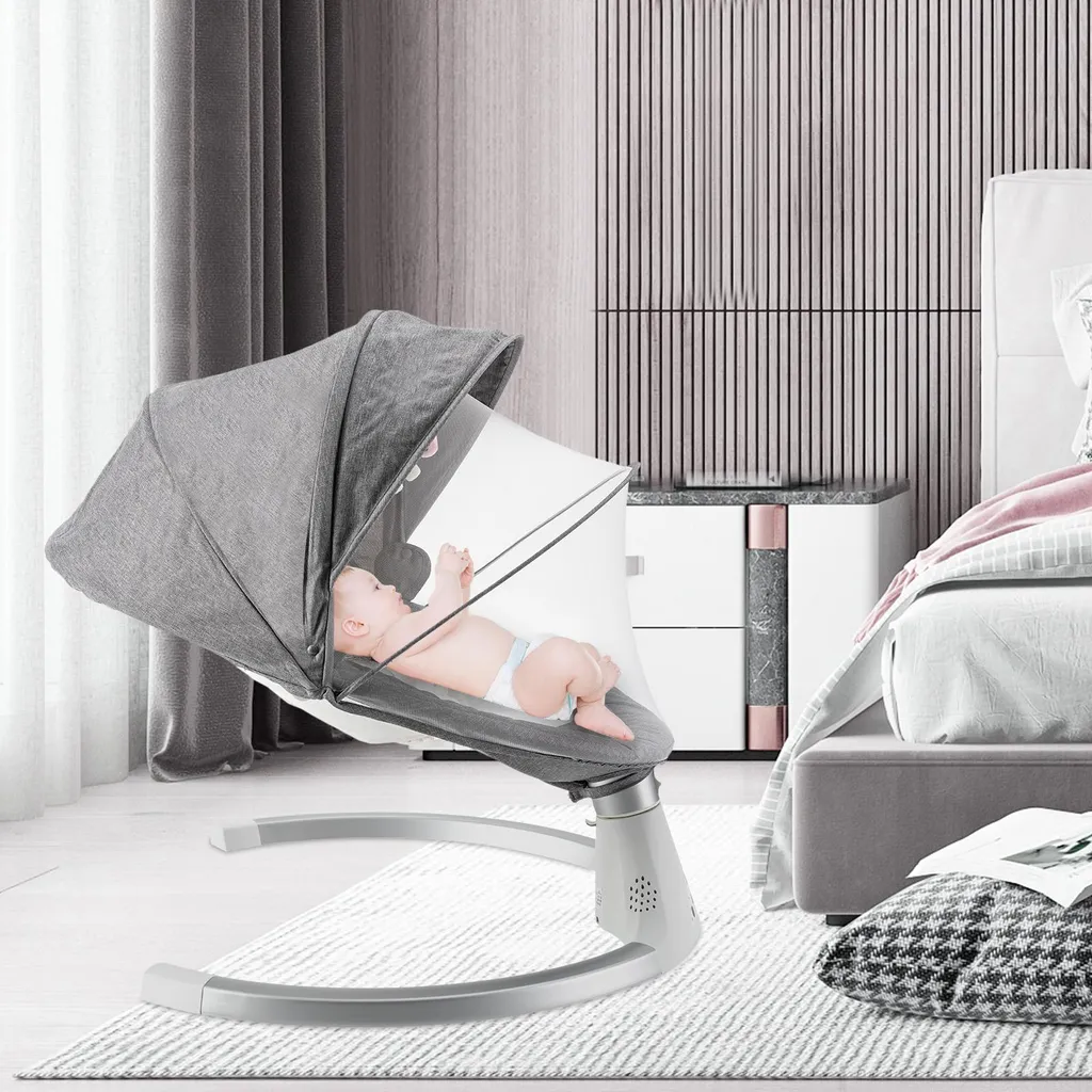 Transat électrique pour bébé gris avec minuterie réglable - Modèle BébéZen - 4