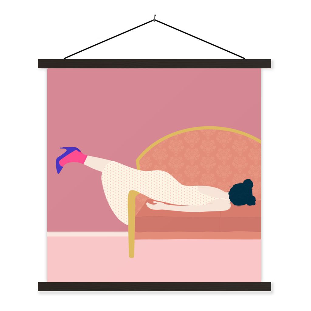 MuchoWow Textilposter Vintage - Frauen - Pastell 40x40 cm mit schwarzem Rahmen - Fotos