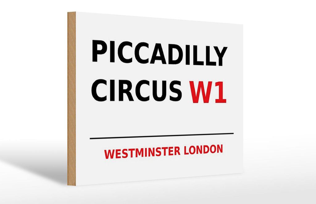 Holzschild London 30x20cm Westminster Piccadilly Circus W1 Produktbild 