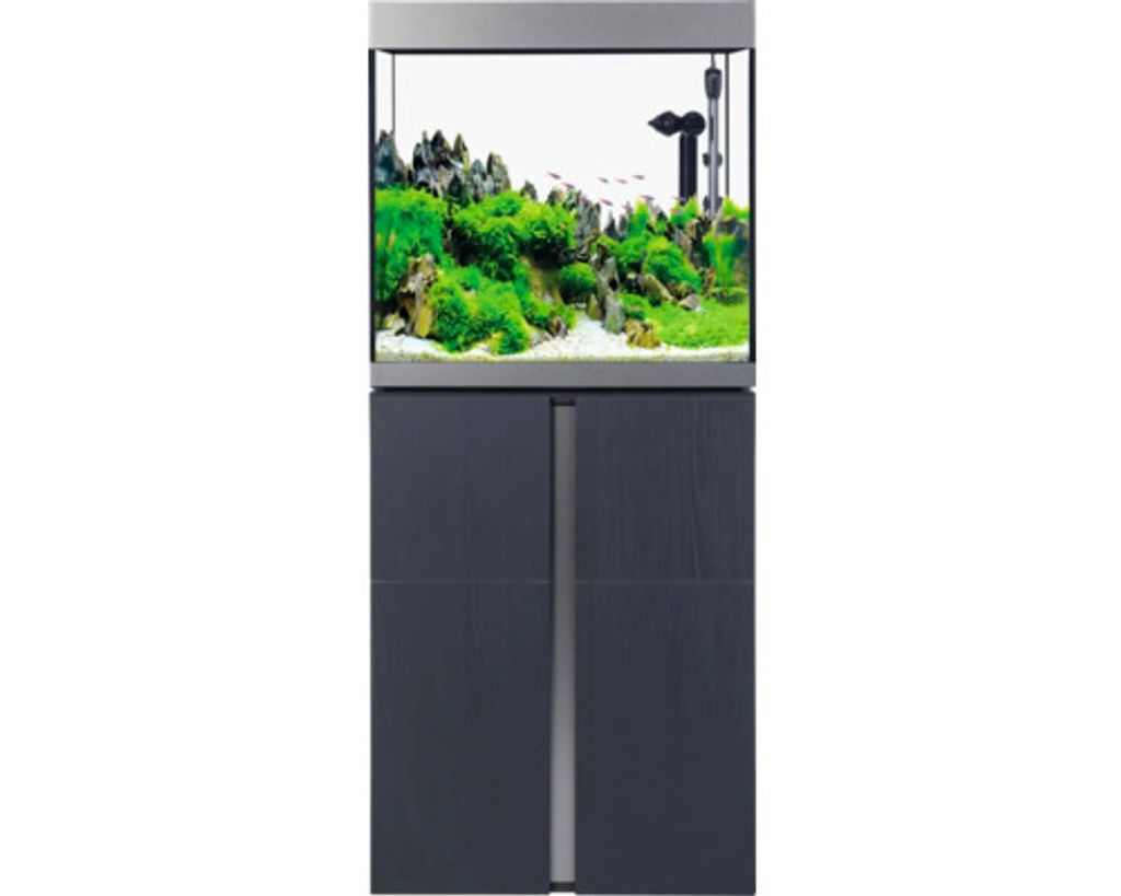 Aquariumkombination Fluval Siena 166 mit LED-Beleuchtung, Heizer, Außenfilter und Unterschrank 166 l Grafit 55 x 55 x 12
