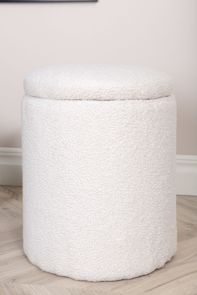 Limpen Pouf Ø32cm mit Aufbewahrung weiß. Produktbild 2