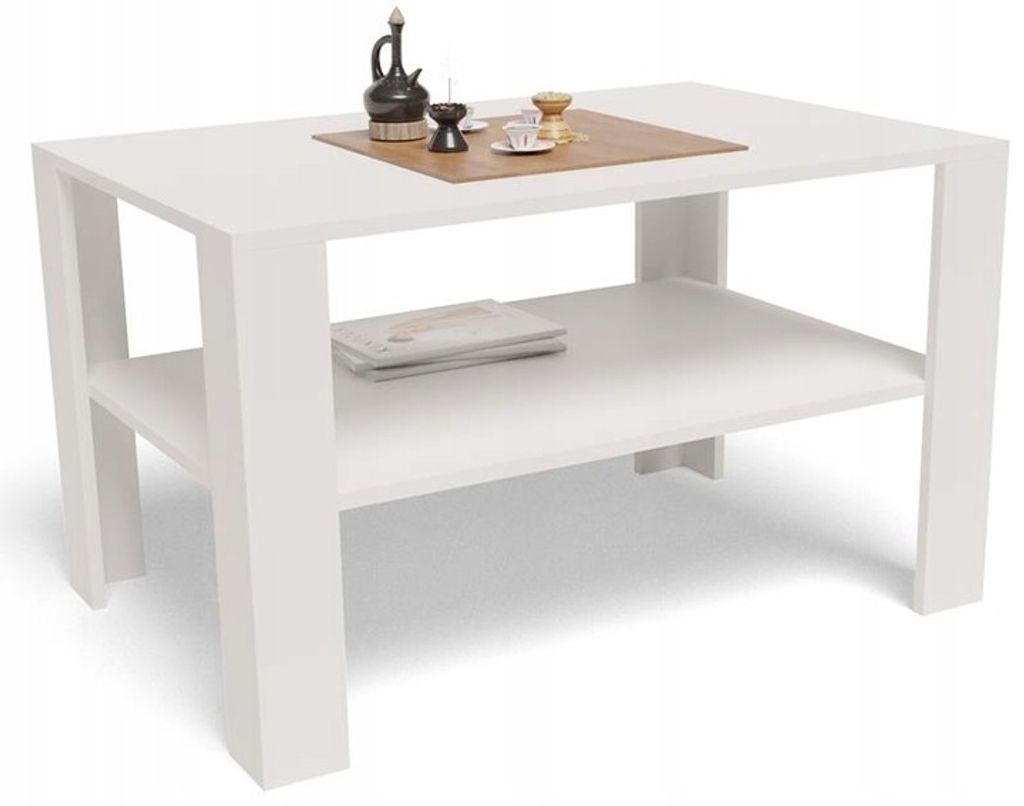 MATKAM Moderner Couchtisch B100 x T68 x H60 cm, Minimalistisches Design für Ihr Zuhause, Hochwertige Verarbeitung, einfache Montage (Weiß)