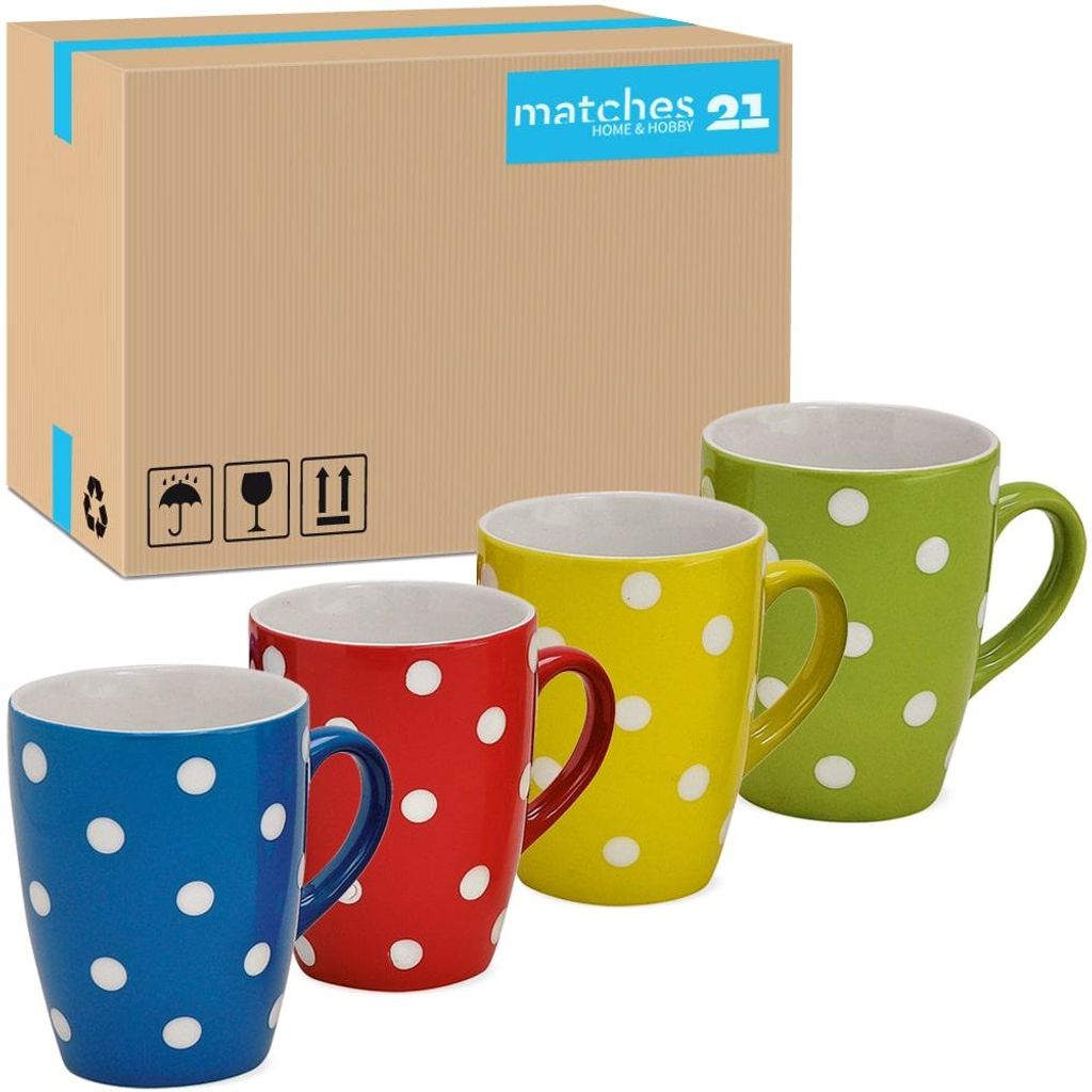 Kaffeetassen 36er Set einfarbig gepunktet Punkte Design Produktbild 