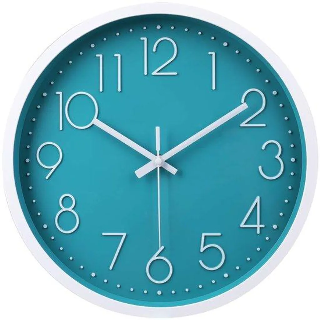 Horloge murale silencieuse 30 cm turquoise pour dormir sans bruit gênant