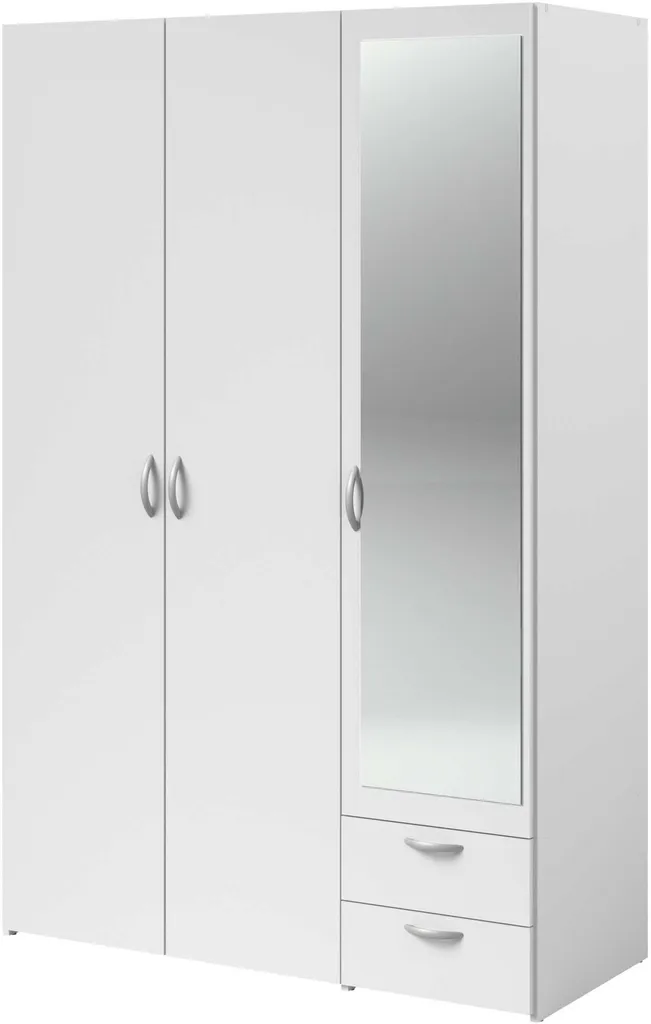 Grande Armoire de Chambre Blanche avec Miroir et Tiroirs Parisot 120 cm