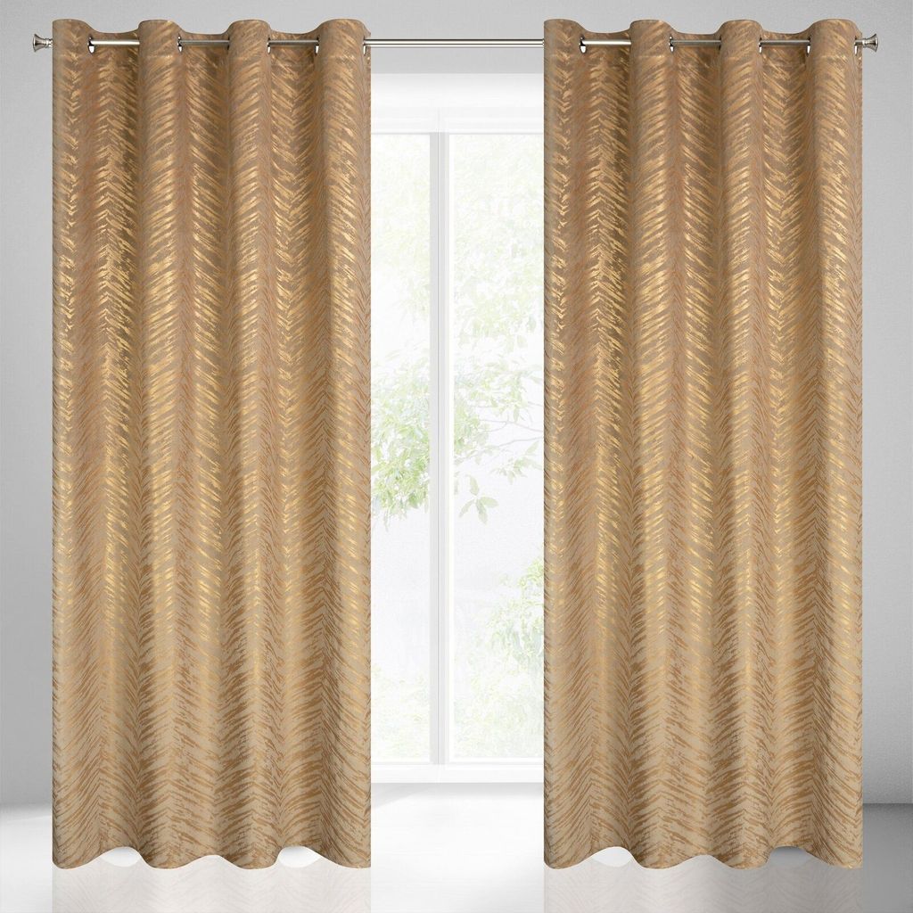 Vorhang SARA dunkebeige gold 140x250 cm Ösen Ösenvorhang