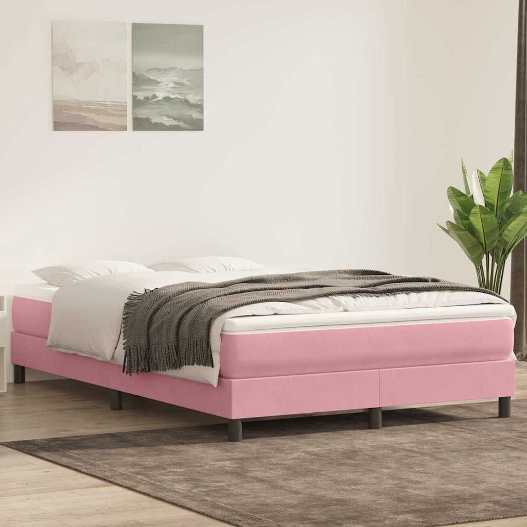 BEI CLORIS Bettrahmen inkl. Lattenrost - Boxspringbett mit Matratze Rosa 160x220 cm Samt - Klassische Betten Neu2117419 3parcel