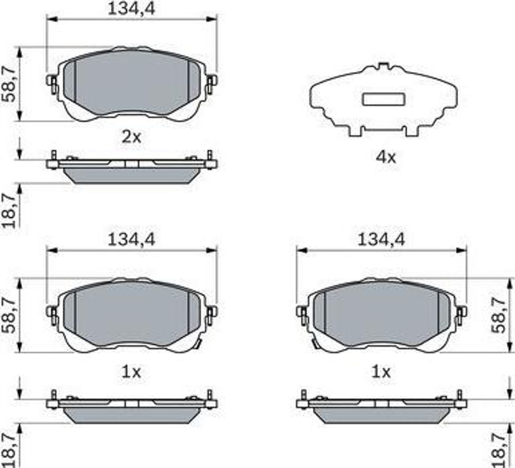 BOSCH 0 986 424 898 Bremsbelagsatz, Scheibenbremse OE T044650247 kompatibel mit Corolla, Yaris