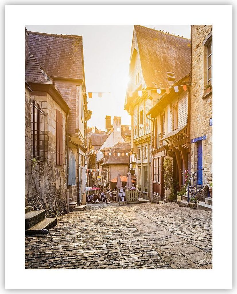 Poster - Poster ohne Rahmen - stadt straße katze - 40x50 cm - Wand Bild - Wanddeko - Wandbilder - Kunstposter - Wandposter - Bilder - Kunstdruck -...