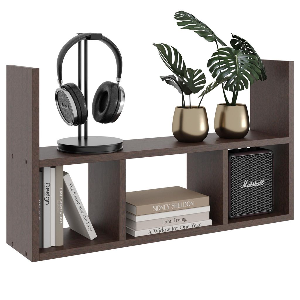 Wandregal Wenge – modernes Hängeregal Bücherregal 2 Ebenen, Produktbild 