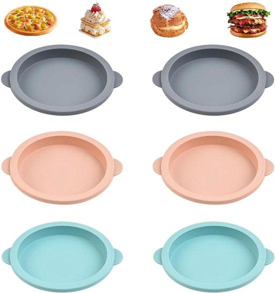 Silikonformen für Luftfritteuse, Runde Formen, Antibakterielle Beschichtung, Eiforme Tarteformen für Eiersandwiches, Pfannkuchen und Crêpes (6 S...